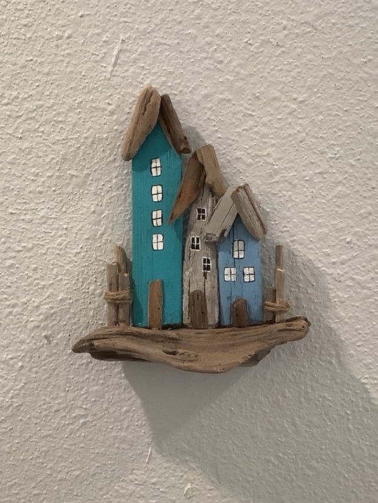 Handmade Other - Driftwood Art, Driftwood Coastal Houses, Driftwood Wall Art, Coastal Decor